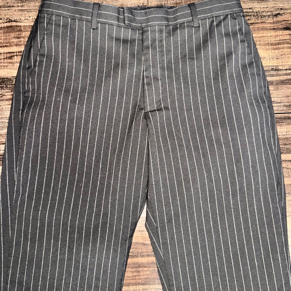 Men’s Express Pinstripe Dress Pants 34x32 Black | Slim Fit Modern Slacks